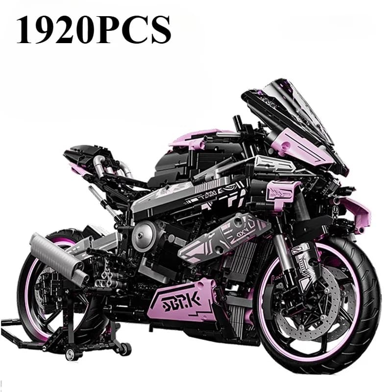 1920PCS Tecnico 1:8 Rosa M1000RR Moto Building Blocks MOC Assemblare Mattoni Da Corsa Moto Giocattoli Per Bambini Regalo Per Adulti