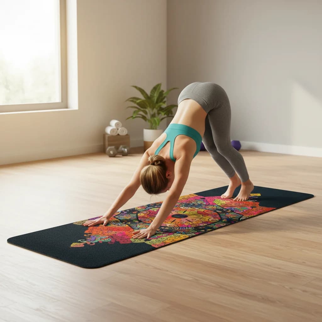 Tappetino Yoga in Pile a Doppia Faccia con Design Antiscivolo Morbido per Palestra Domestica e Fitness all'Aperto