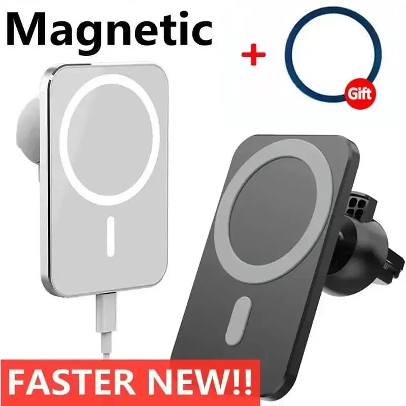 Adattatore di ricarica rapida per auto da 15W, caricatore wireless magnetico, supporto per telefono cellulare da bocchetta dell'aria per MagSafe iPhone 16 15 Pro Max Xiaomi