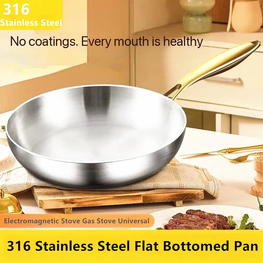 316 Wok Stainless Steel Plate Not Coated Non-stick pan Gas stove Induction cooker Universal family cooking pots