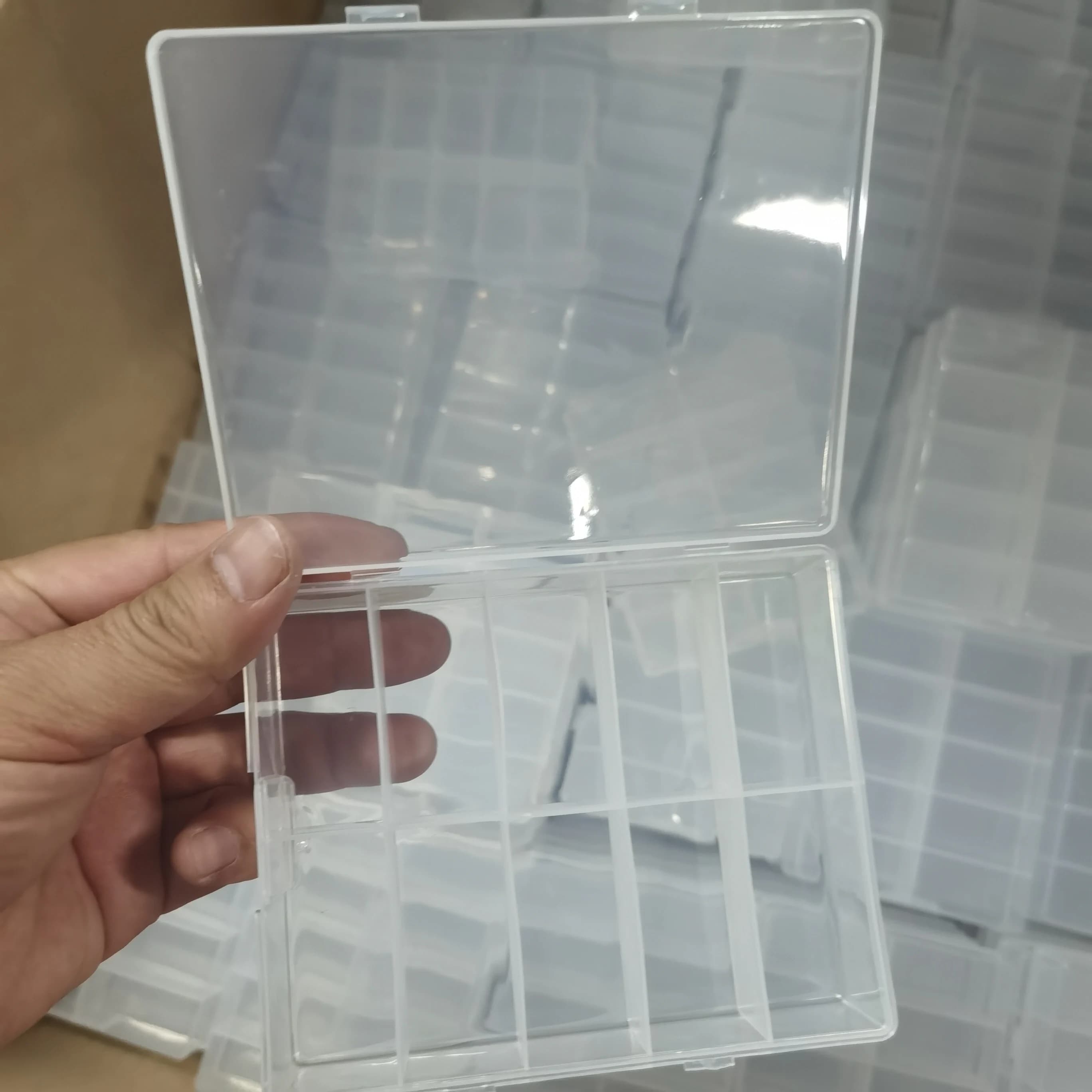 Scatola per fogli da 10 griglie Scatola portaoggetti in plastica trasparente per decorazione di gioielli per unghie Scatola per organizer per punte per unghie Porta fogli per strass