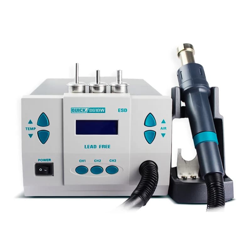 Pistola Termica QUICK 861DW Originale 1000W 220V/110V, Stazione di Saldatura ad Aria Calda Senza Piombo, Stazione di Rilavorazione con Controllo della Temperatura a Microcomputer
