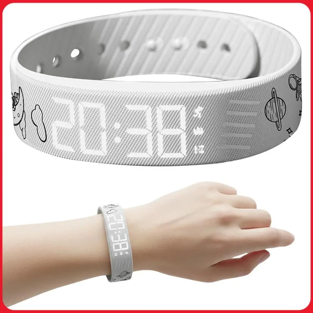 Silent Wrist Shock Bands with Step Counter Pedometer Silent Vibration Alarm Watch Rechargeable for Heavy Sleepers Men & Women