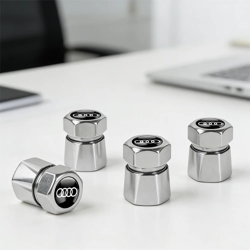 4 Pezzi Tappi Valvola Pneumatici Auto in Alluminio con Diamante, Copertura Ermetica Impermeabile Antipolvere per Audi A1 A2 A3 A4 A5 Sline TT Moto