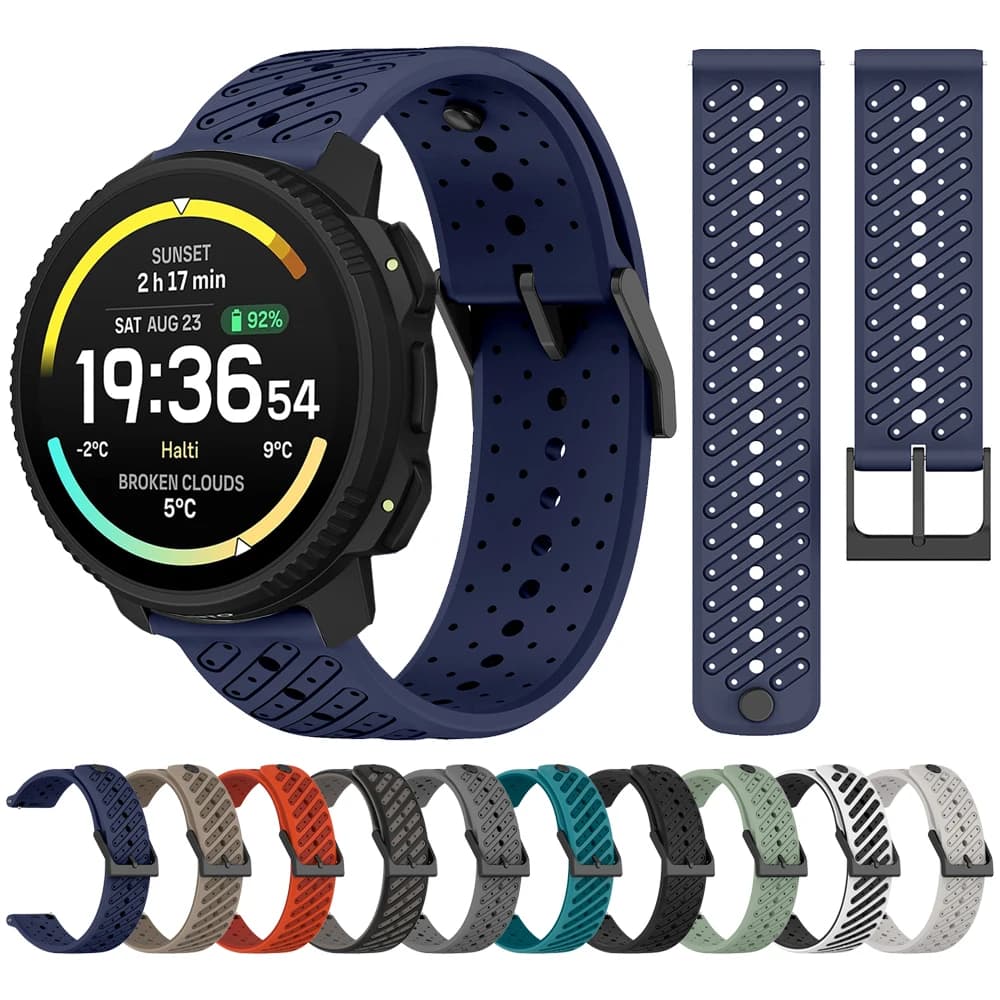 22mm Silicone Wristband Strap For Suunto 5 9 Peak Pro / Vertical 2 / RACE S / Run / Ocean Replacement Watch Band Bracelet