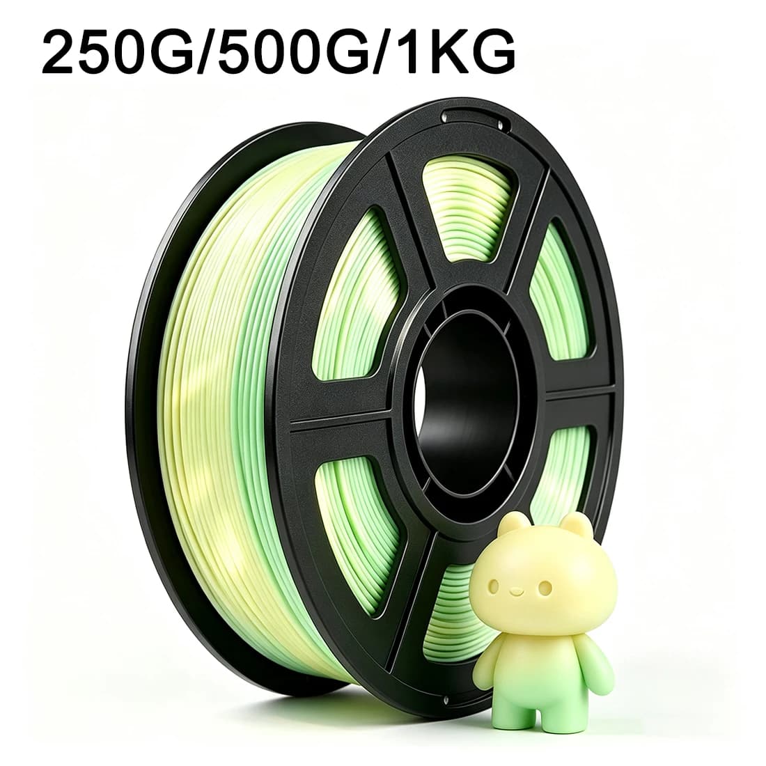 Silk green grass gradual change Filament PLA yellow green white gradient 3D Printer Filament 250g 500g 1Kg silk filament 1.75mm