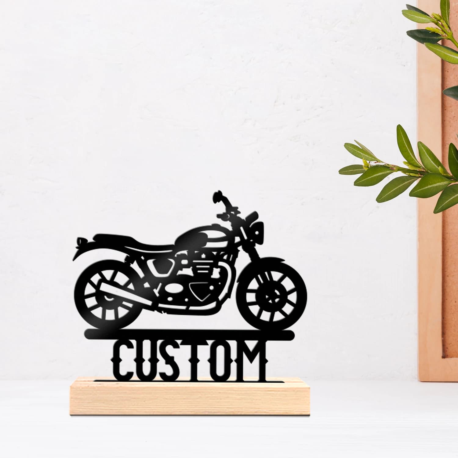 1pc Metal Ornaments with Customizable Names Custom Name With Wooden Base Bar Decoration, Holiday Gifts
