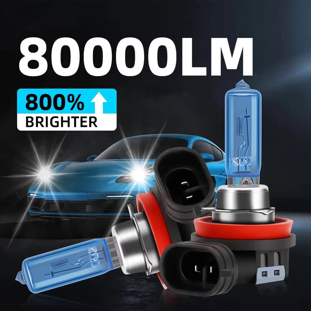 2 pezzi lampade allo xeno 80000LM faro per auto alogeno super luminoso 6000K super bianco 12V H1 H4 H7 H11 H13 9005 9006 9012 fari automatici