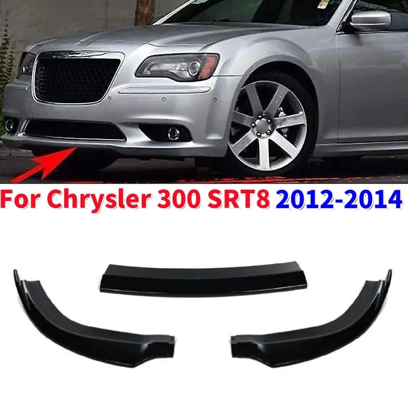 Nero lucido/Fibra di Carbonio Paraurti Anteriore Lip Diffusore Spoiler Kit Guardia Inferiore Splitter Per Chrysler 300 SRT8 2012-2014 3 Pz/set