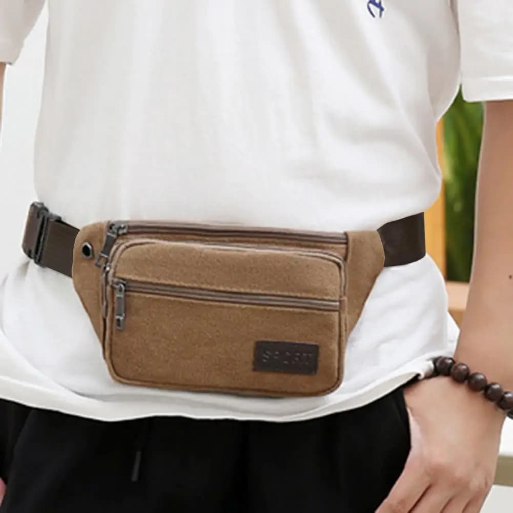 Marsupio da uomo borsa a portafoglio da uomo borsa a tracolla per telefono grande Casual borsa da donna in tela da viaggio borsa da moto marsupio borsa a Banana