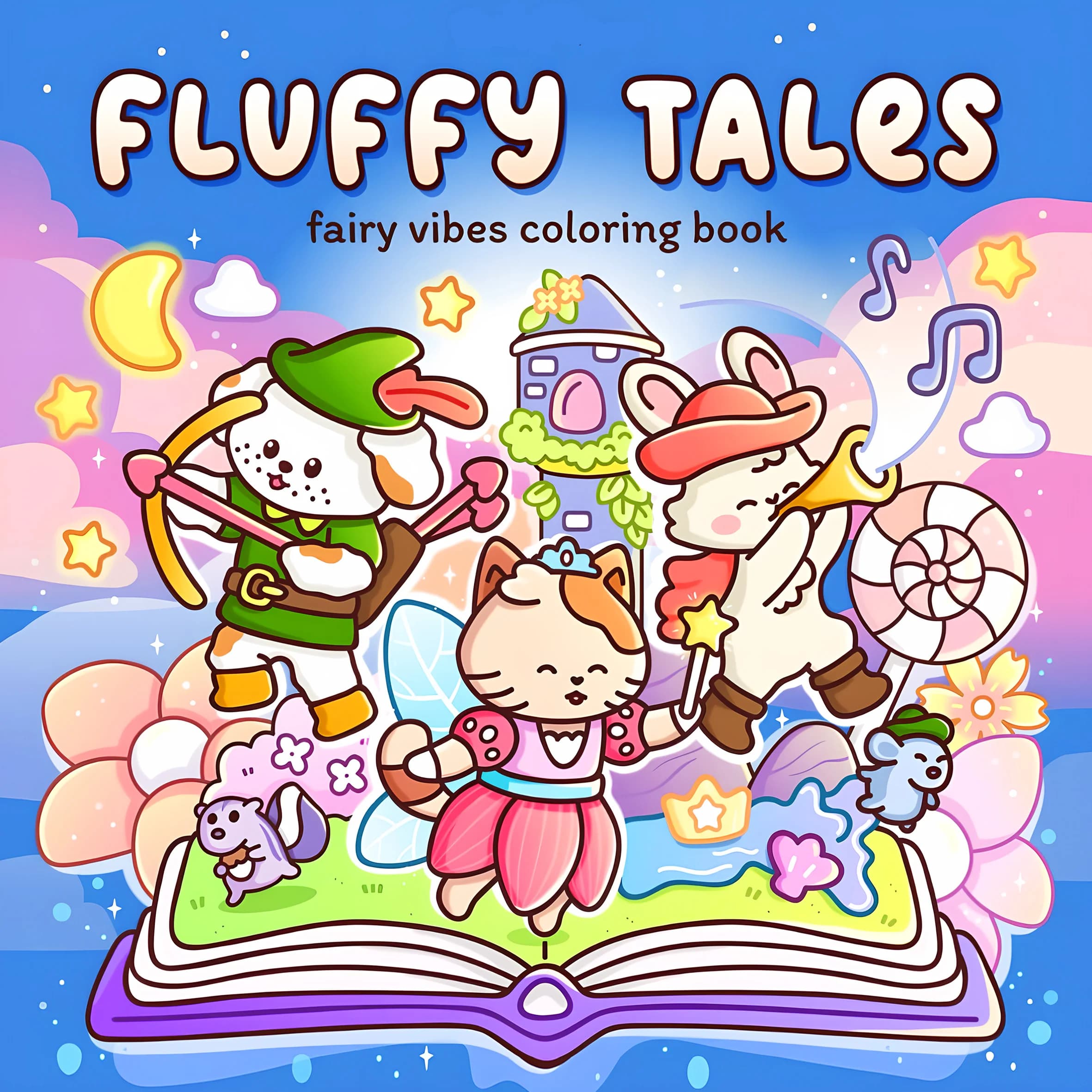 FLUFFY TALES Bold-easy Patterns Coloring Book for Adults Cute Drawing Book Perfect Gift for Party and Birthday