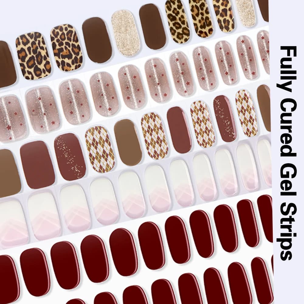 Strisce per Unghie in Gel Completamente Polimerizzate Senza UV, 16/22 Punte, Adesivi per Unghie in Gel Autoadesivi, Nail Art Fai-da-Te, Manicure SENZA Necessità di Lampada UV