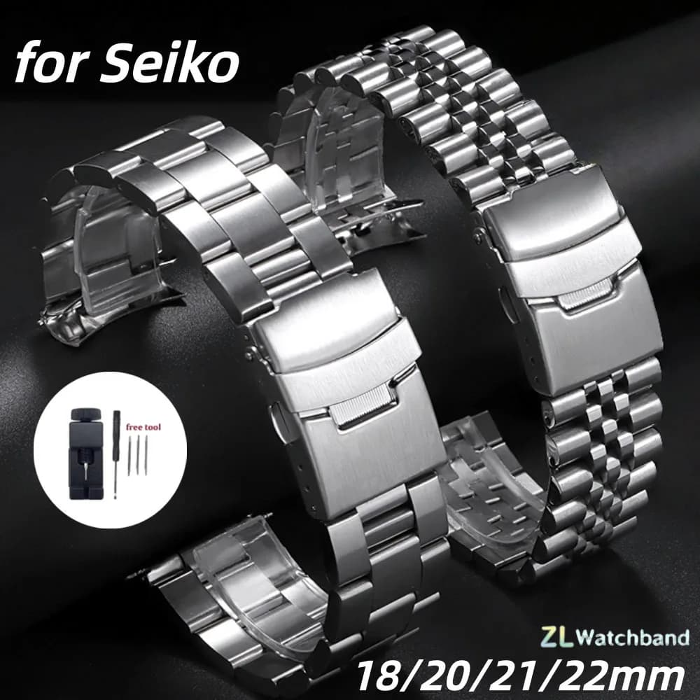 18mm 19mm 20mm 22mm Luxury Solid Stainless Steel Band Straps for Seiko for Jubilee for Oyster Belt Men's Watch Accessories