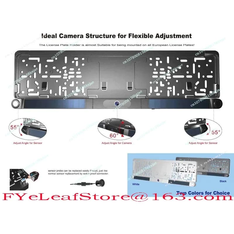 Sensore PDC con cornice per pannello in stile europeo per vista anteriore e posteriore per auto ad alta definizione WiFi solare wireless con registratore da 7 pollici
