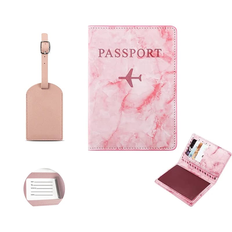 Free Custom Name Passport Cover Luggage Tag Set Fashion Soomth PU Leather Ticket Passport Holder Personalize Travel Purse