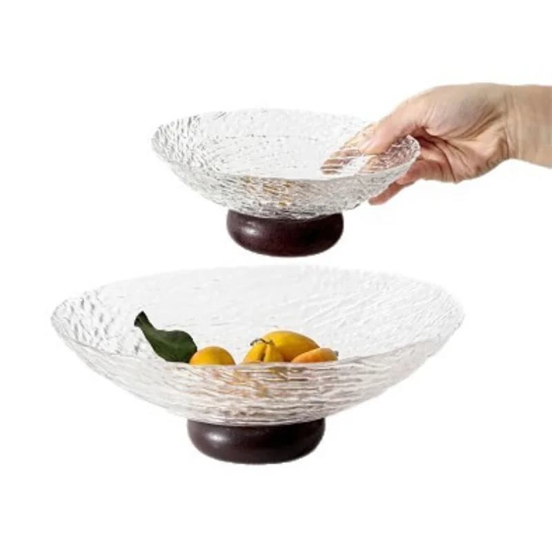 Piatto da frutta in vetro francese di alta gamma per soggiorno, piatto di lusso leggero per snack, caramelle e frutta secca