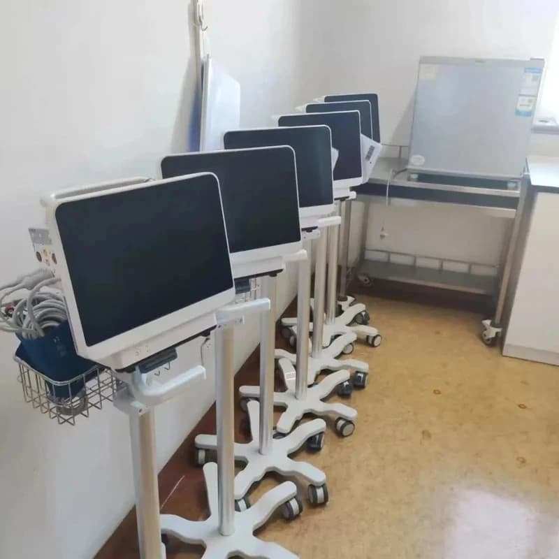 High-quality mobile cart suitable Patient and veterinary monitoring equipment, with rolling support.