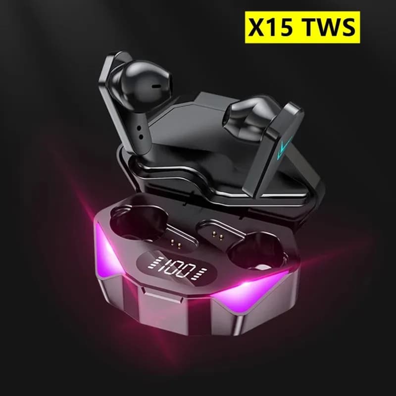 X15 TWS Gaming Earbuds Bluetooth Wireless Headphones with Bass Audio Sound Positioning 9D Stereo Music HiFi Headset for Gamer