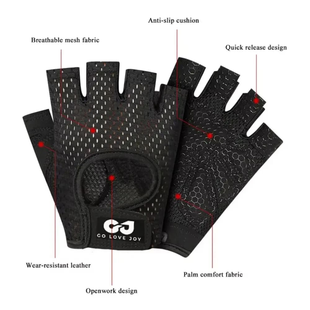 1 Pair Breathable Cycling Gloves Anti-Slip Palm Guards Fitness Gloves Sweat-wicking Quick-release Half Finger Gloves Gym