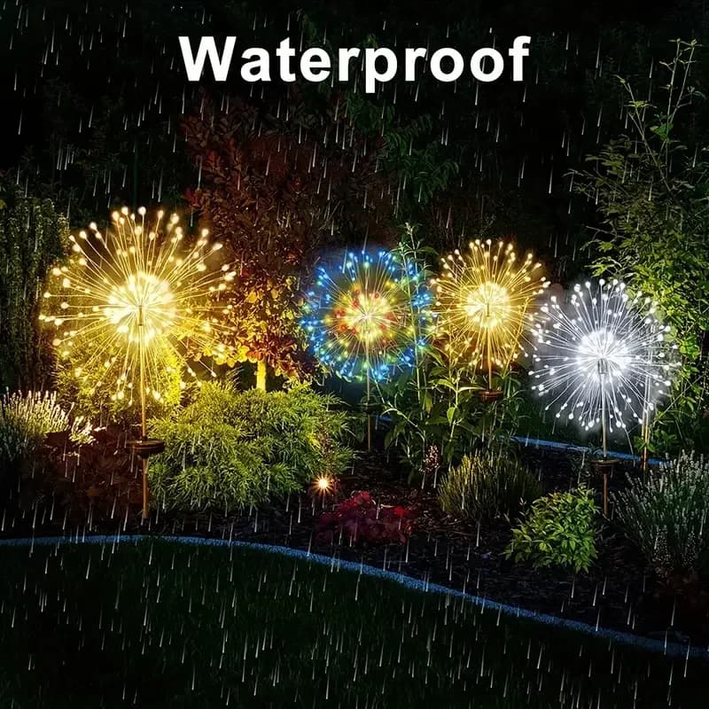 HOMEFISH 60LED Garden Lights in the shape of Fireworks, Waterproof, with 8 Lighting and Remote Control Modes, Decorative Light
