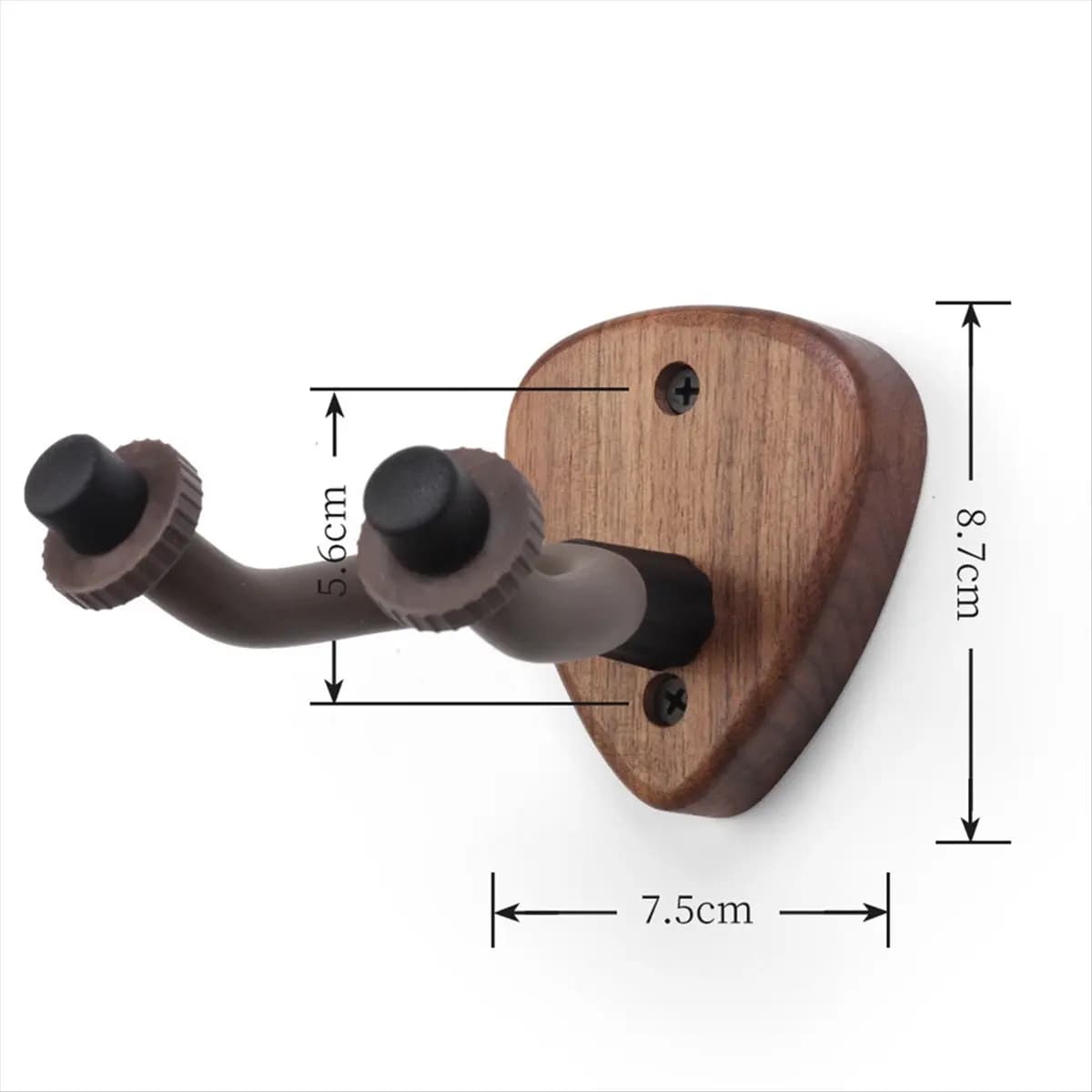 ABME New Wall Mount Guitar Hanger Hook Wood Base Banjo Acoustic Electric Guitar Neck Holder Stand with Picks Slot,B