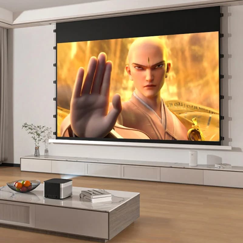 16:9 4K ALR In-Ceiling Cinema White Projector Screen Motorized Upgraded Ceiling Recessed Projection Screen for Home Theater