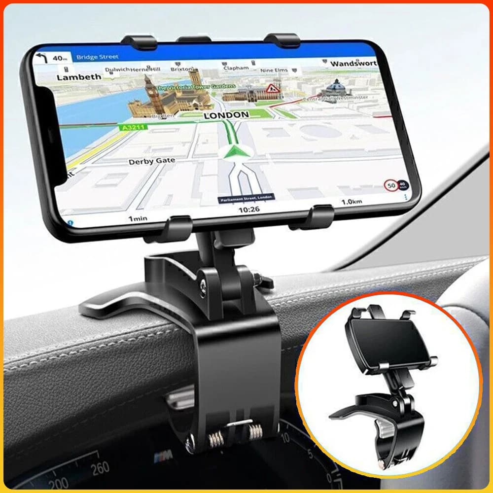 Supporto per telefono per auto multifunzione girevole a 360 gradi Supporto per telefono per cluster di strumenti Staffa di navigazione per specchietto retrovisore pieghevole