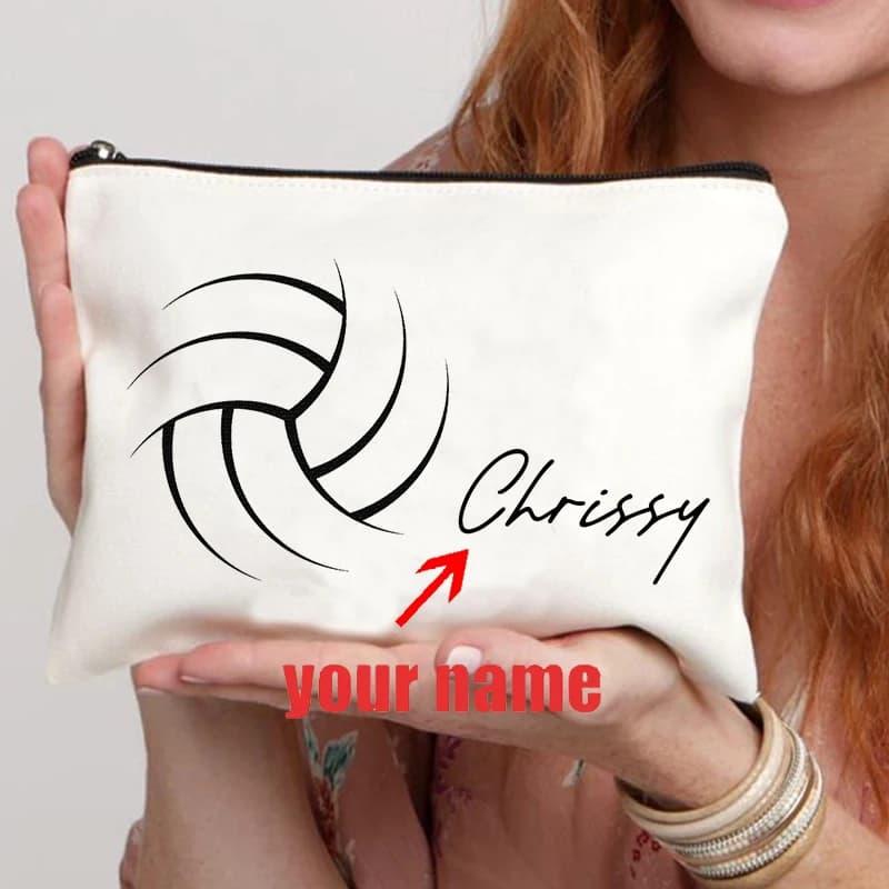 Custom Volleyball Name For Her, Custom Gift For Team Sports, Travel Bag For Cosmetics, Lipstick Bag, Wallet
