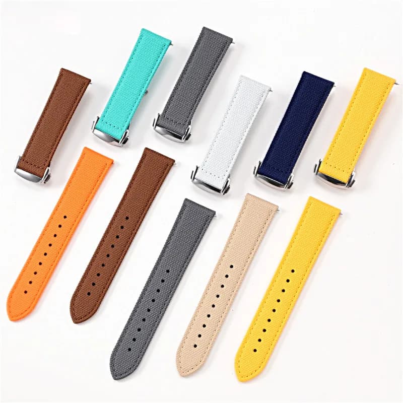 Nylon Sailcloth Strap 20mm 22mm Folding Buckle Men Women Quick Release Oxford Cloth Watch Band Universal Bracelet Accessories