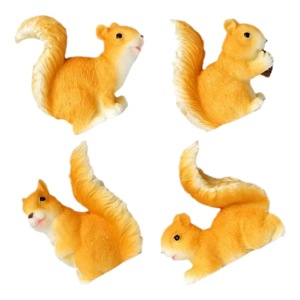 4Pcs Miniature Squirrel Resin Ornaments Lifelike Garden Bonsai Decor for Terrarium Succulent Potted Plants Desktop Animal Statue