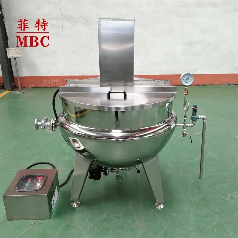 Bollitore da cucina con rivestimento elettrico a vapore industriale piccolo da 200 litri Bollitore da cucina con agitatore Bollitore con agitatore Buon prezzo
