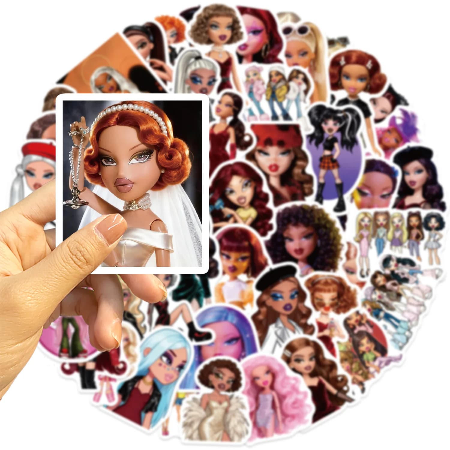 50 Pezzi Adesivi Graffiti Trendy Hot Girl, Cartoni Animati Bratz, Decalcomanie Moda Fai da Te per Telefono, Laptop, Auto, Bagagli, Scrapbook, Bambini