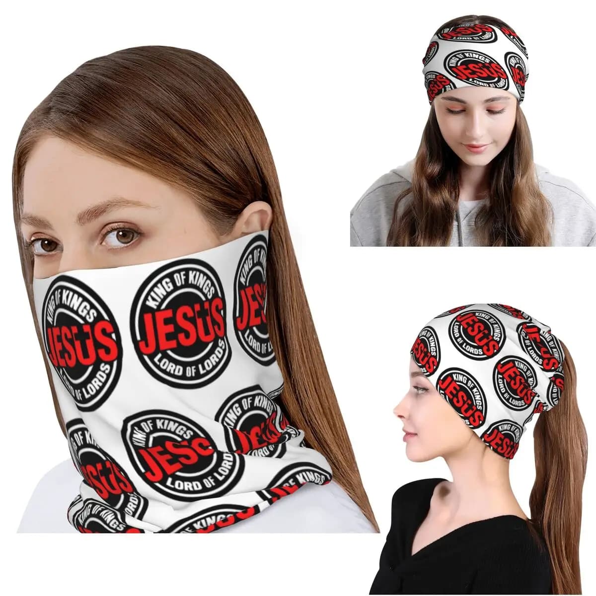 Bandana Jesus Christ Yeshua, Scaldacollo, Maschera, Sciarpa, Maschera Multifunzione, Berretto, Cappello Unisex per Adulti Antivento