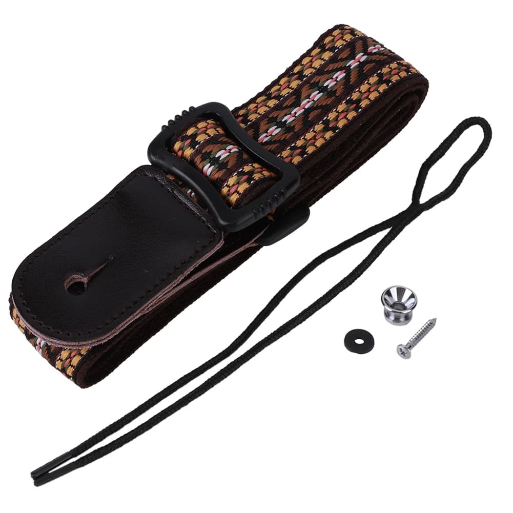 Ukulele Strap Ethnic Style 4 String Guitar for Adults Children Adjustable Length 70‑120cmYellow