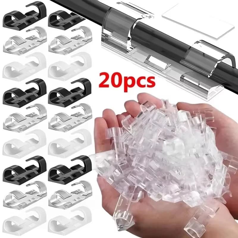 20/40 Pezzi Clip Adesive per Cavi, Supporto per Fili da Parete, Adesivi Autoadesivi Resistenti, Organizzatore per Cavi per Scrivania, Auto, Ufficio