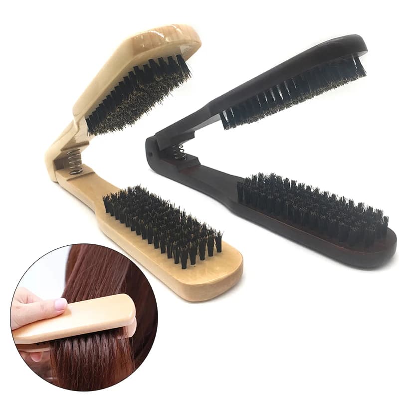 V Folded Hair Plate in Wood Ironing Board for Boar bristles without brush for distracting electric hair tool for Double Side Hair Styling