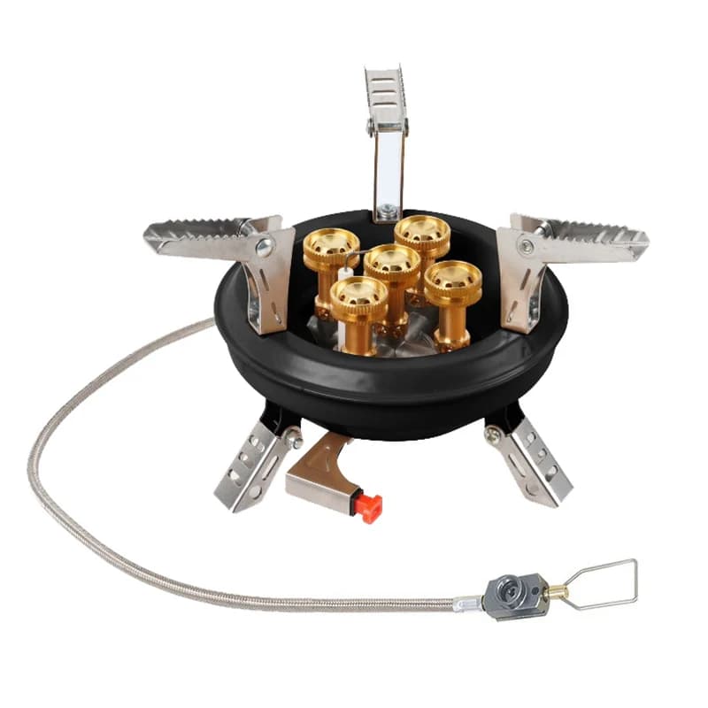 Gas Stove lohascamping, 16000W, for Propano and Butano, Table Stove Foldable to Five Fuochi