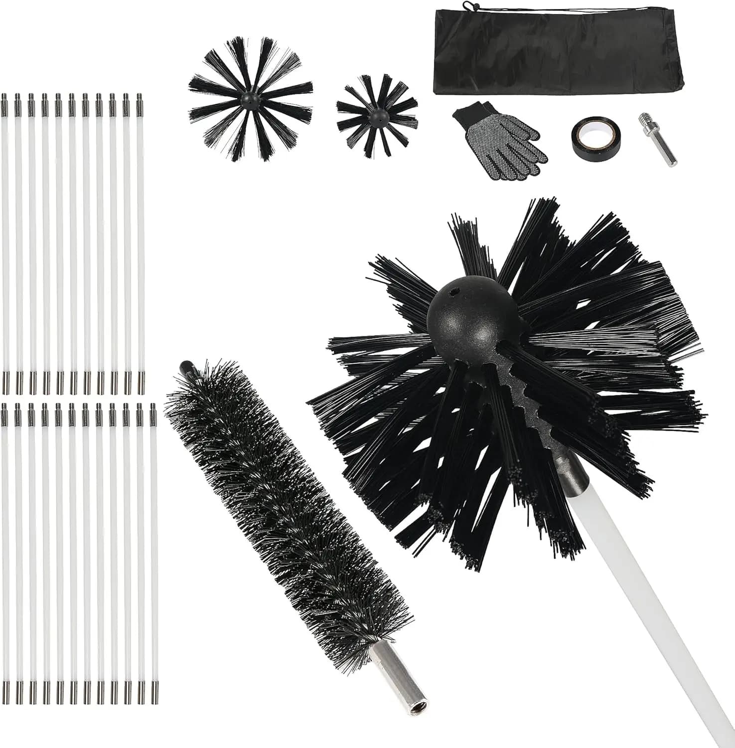 Cleaning Brush Kit 30 Feet Dryer, Multipurpose Brush for Sheeps with 4 and 6 Heads for Camini, Condotti, Slots