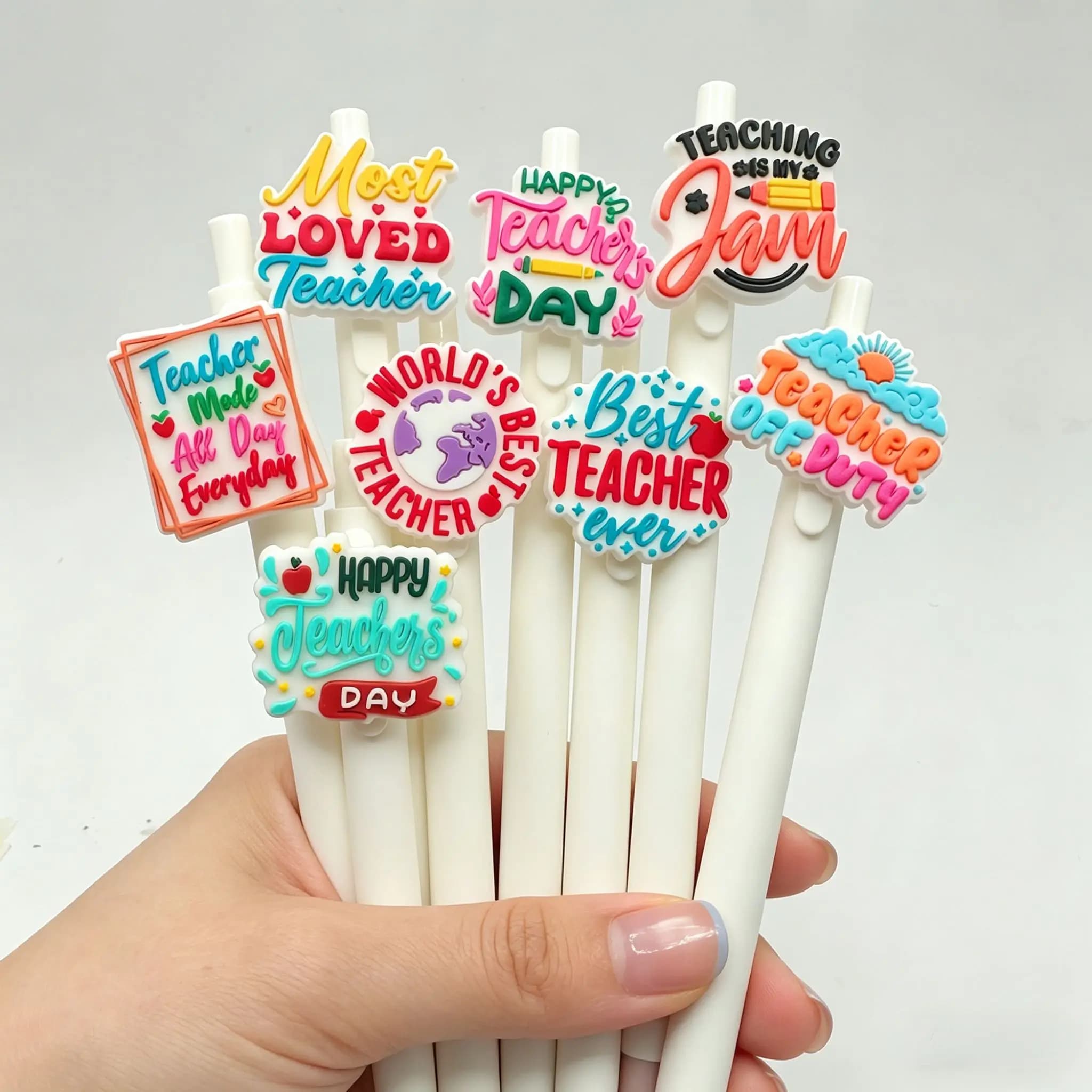 10Pcs Teacher Themed Gel Pens Cartoon Gel Pens Black Ink School Supplies for Students Teachers Appreciation Gifts Stationery