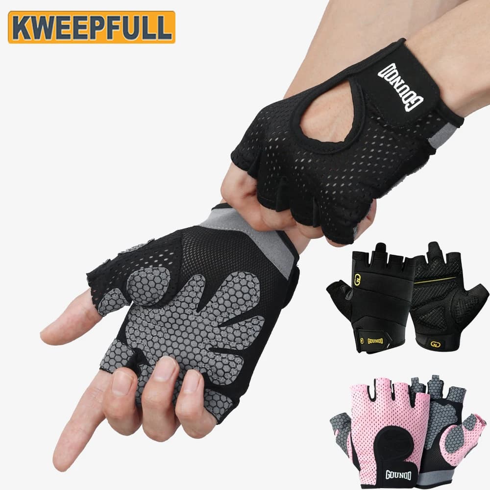 1 pair of anti-slip weight lifting gloves, fingerless training gloves with padded palm for men and women, fitness training in the gym, cycling