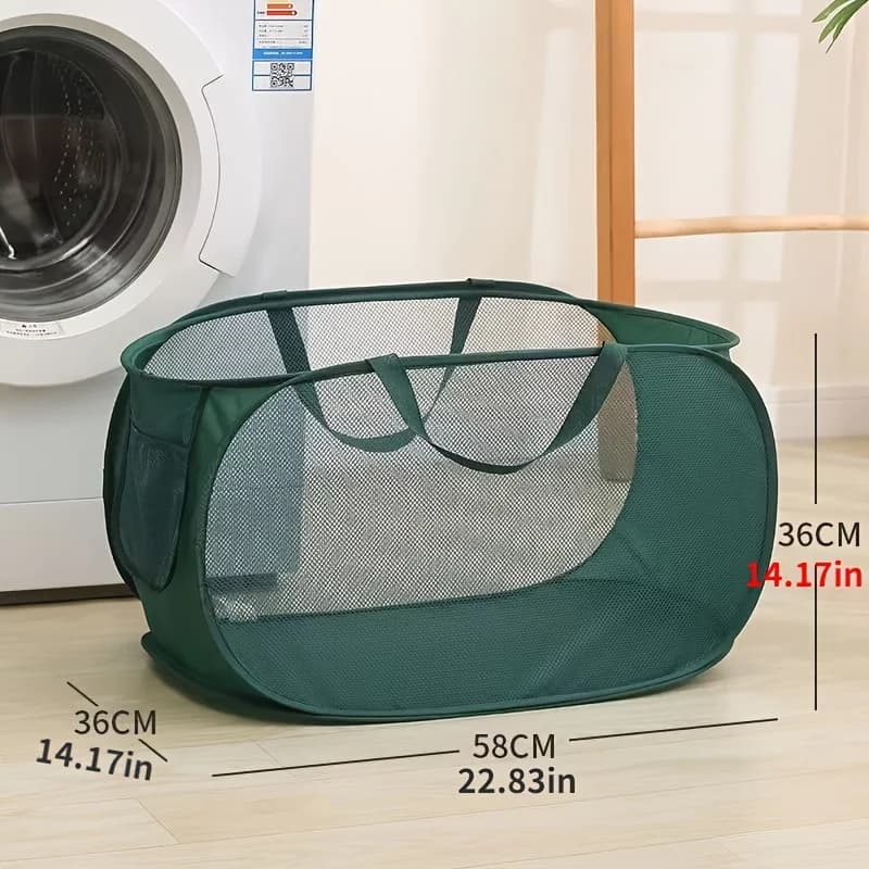 Cesto per Bucato Extra-Large in Rete con Manici - Borsa Pieghevole e Versatile per Vestiti Sporchi in Più Stanze
