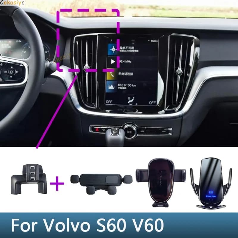 Per Volvo S60 V60 2020 2021 Staffa fissa Base Speciali Supporti per telefono per auto Accessori di ricarica wireless