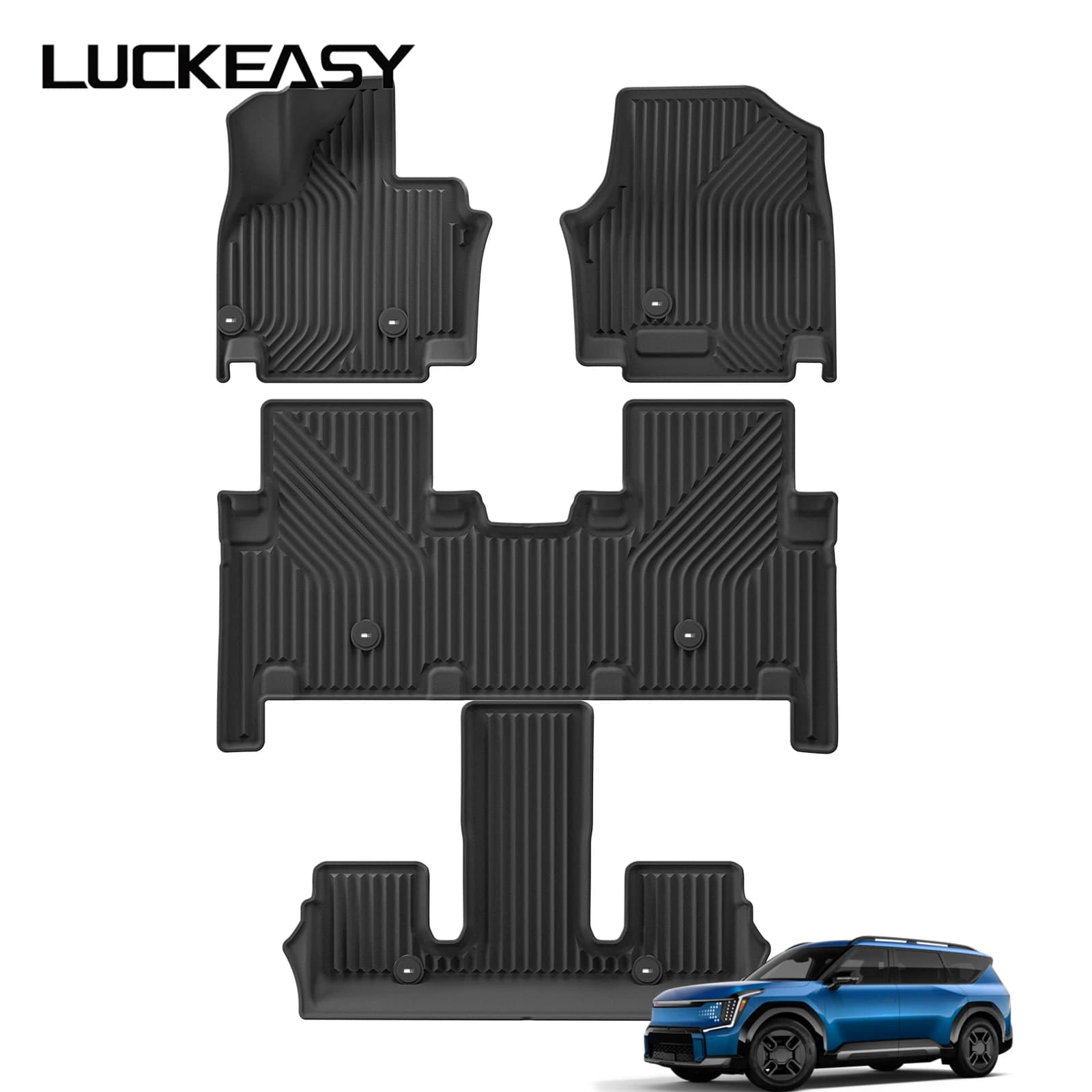 LUCKEASY for Kia EV9 2024-2025 6 Seats Car Floor Mats Cargo Liner Trunk Mat Auto Accessories Waterproof Foot Pad Protective Mat