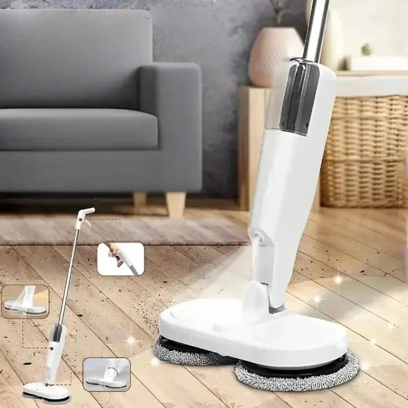 Lavapavimenti Domestico Wireless con Ricarica USB, Umidificazione a Spruzzo, Simulazione di Lavaggio Manuale, Scopa Elettrica per Pigri
