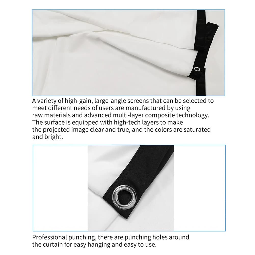 Set Telo per Proiettore 16:9 Semplice e Portatile, Schermo HD per Decorazione Domestica, Camera da Letto, Casa, Esterni, Ufficio