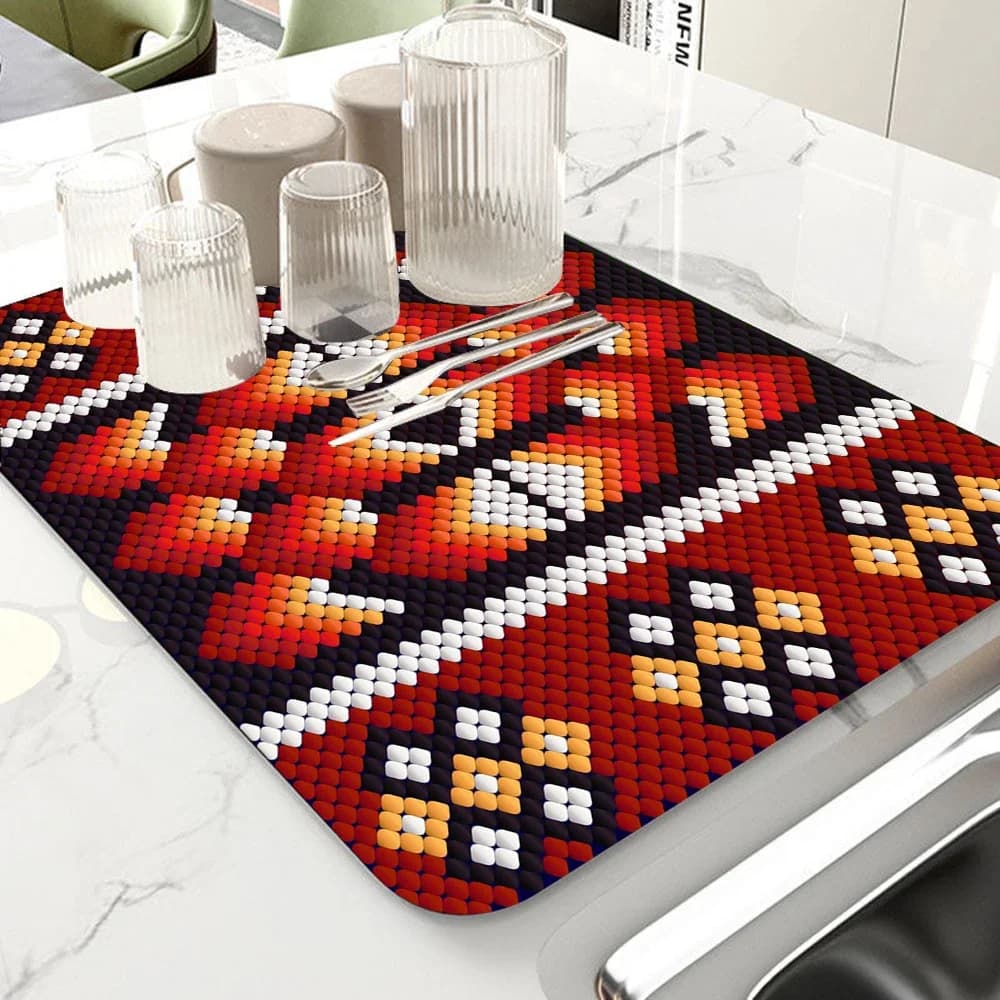 Marble Kitchen Dish Drainer Mat Antiskid Draining Mat Coffee Maker Drain Pad Quick Dry Tableware Mat Kitchen Absorbent Placemat