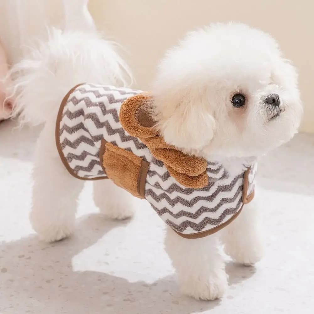 Water Absorption Dog Bathrobe Microfiber Quick Drying Bath Towels Thickened Elastic Hood Pet Drying Coat