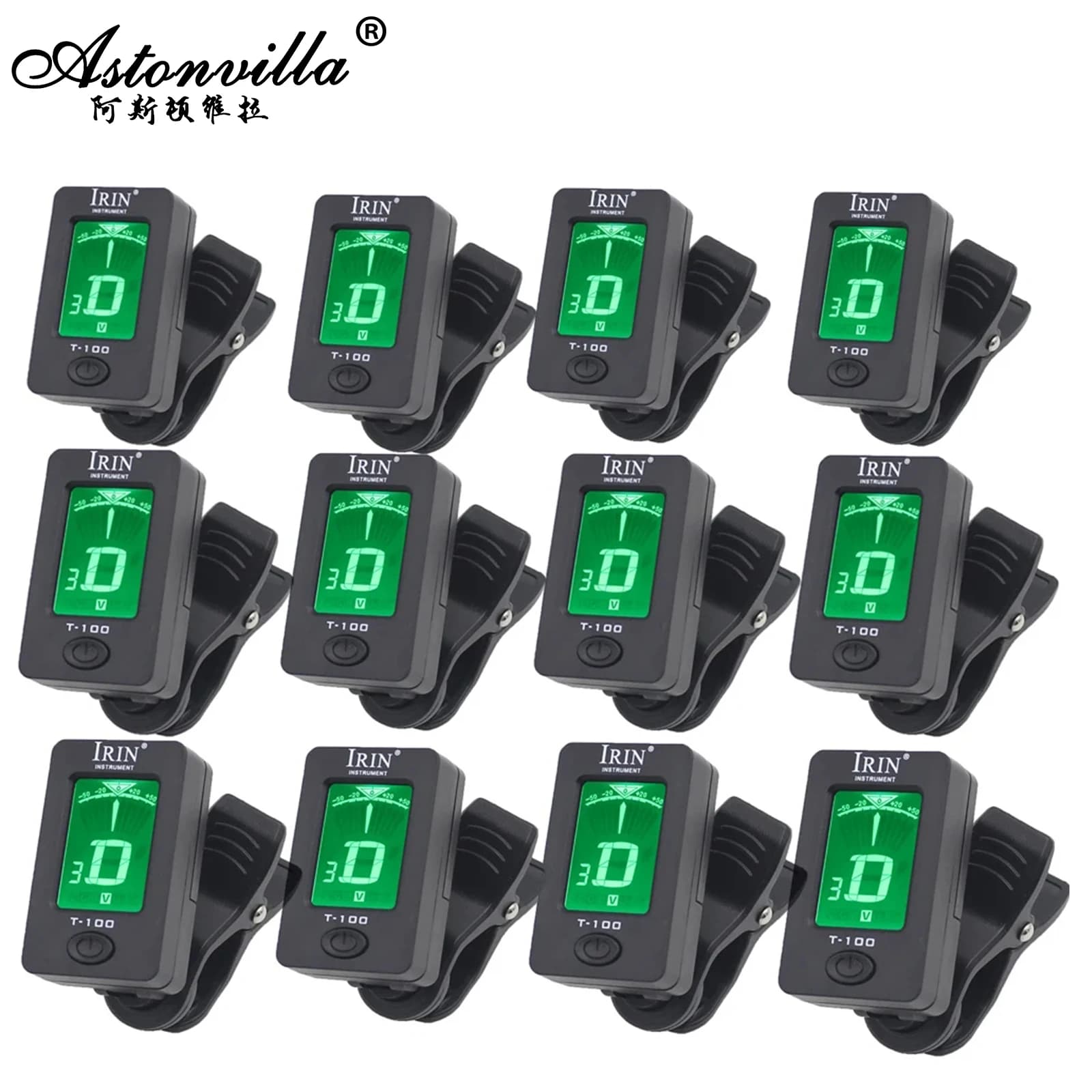 1/5/10/ 50 Pz IRIN T-100 Accordatore per chitarra Clip-on Sintonizzatore digitale e Sintonizzatore clip-on ruotabile Display LCD per chitarra basso Ukulele