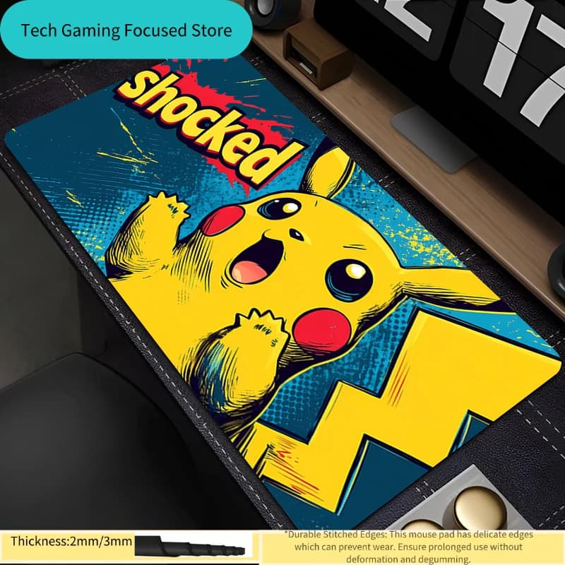 Tappetino per mouse da gioco esteso Retro Red Pikachu impermeabile e antiscivolo