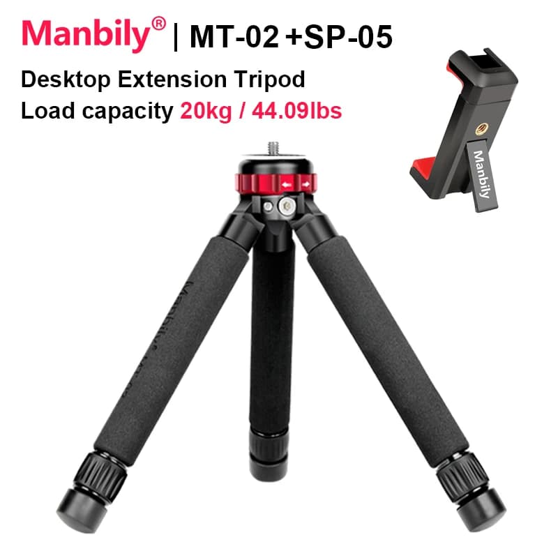 Manbily MT-02/MT-01 Supporto per treppiede per fotocamera in alluminio Supporto per staffa estensibile per accessori Gopro per telefono universale